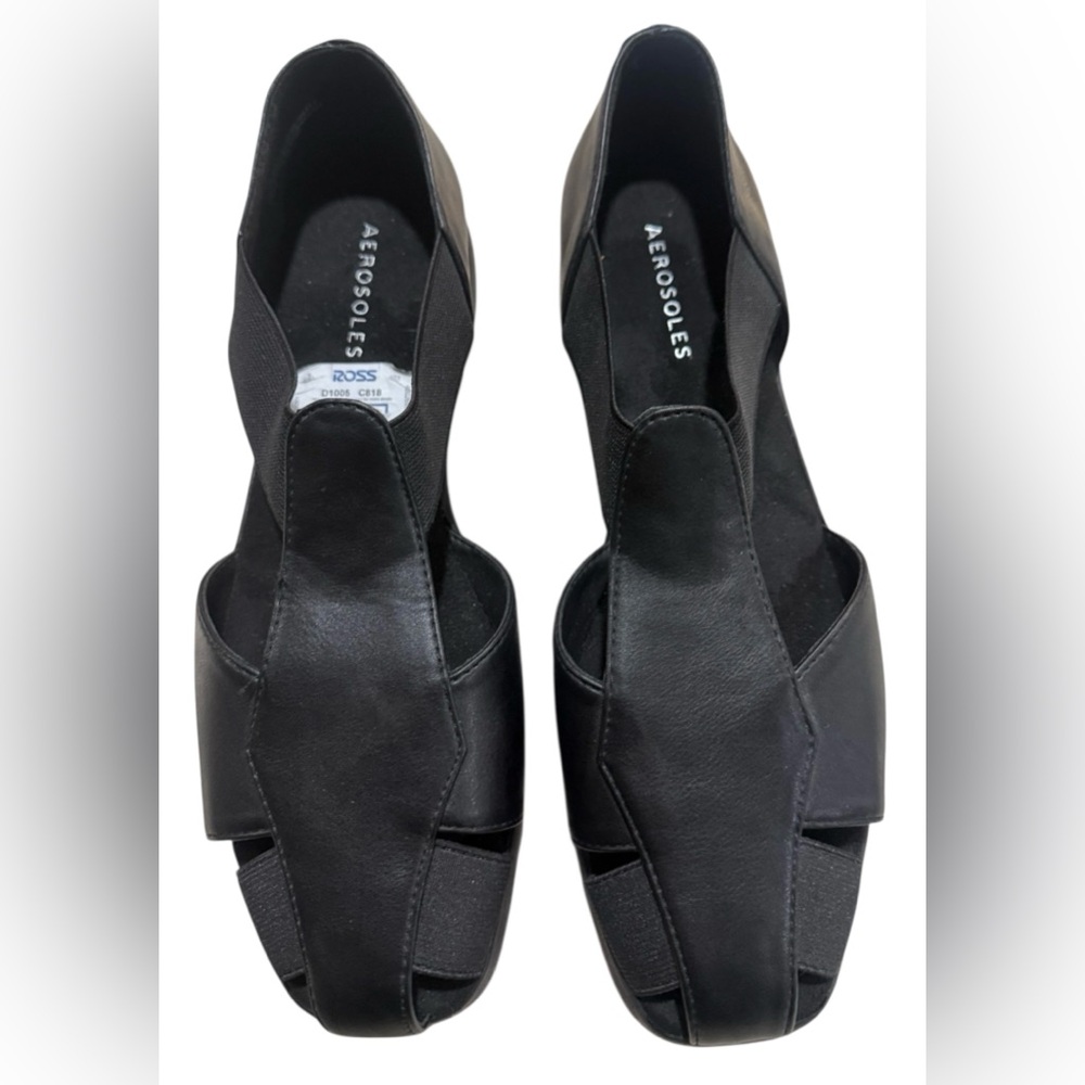 Aerosoles 4Give Black faux leather Fisherman Sandals. NWT💕